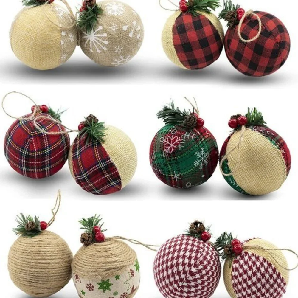 NEW Christmas Burlap Farmhouse Christmas Ornaments NWT‎ 12 pcs